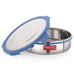 HAZEL Hercules Stainless Steel Flat Khakra & Papad Storage Container, 1850 ml, Airtight Dabba, Silver-image-70