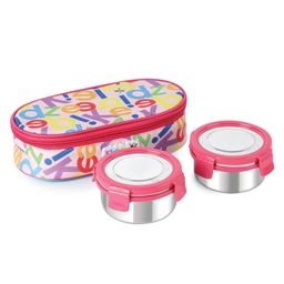 Cello Steel Lunch Box Set with Bag - Pink-image-32