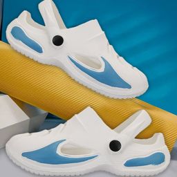 PASSION PETALS Colour Blocked Slingback Clogs - White & Blue-image-95