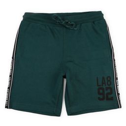 ALAN JONES Cotton Blend Knit LA8 92 Text Printed Side Taped Shorts - Teal-image-63