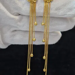 Anshenterpris Gold-Plated Sui Dhaga Tasselled Floral Drop Earrings-33