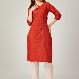 APNISHA Women Embroidered Regular Thread Work Kurta with Trousers-17