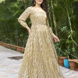Chandbaali Women Puff Sleeve Fit and Flare Dress-picture-0