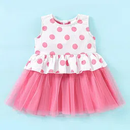 Netra Creation Girls Polka Dot Printed Ruffles Fit & Flare Midi Dress-image-86
