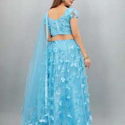 JULEE Embroidered Semi-Stitched Net Lehenga & Unstitched Blouse With Dupatta image 4