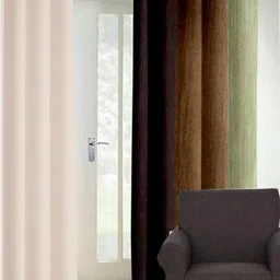 270 cm (9 ft) Polyester Semi Transparent Long Door Curtain Single Curtain (Striped, Brown)-image-69