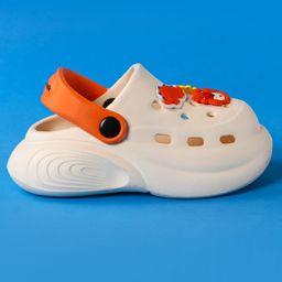 Cute Walk by Babyhug Clogs With Backstrap Closure Burger Lion & Dino Appliques - White image 4