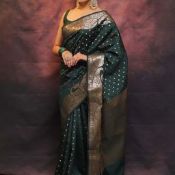 Shriyangan Ethnic Motifs Woven Design Zari Pure Silk Kanjeevaram Saree-image-86
