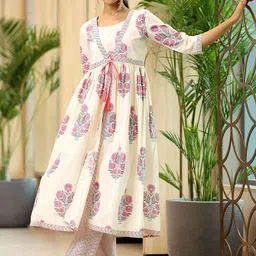 Libas Floral Printed Empire Pure Cotton Kurta With Trousers-picture-39