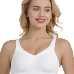 Enamor A112 Smooth Lift Classic Bra - Stretch Cotton Non-Padded Wirefree Full Coverage - White-image-31
