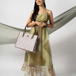 ZOUK Aravalli Abstract Book Grey Printed Tote Handbag image 2