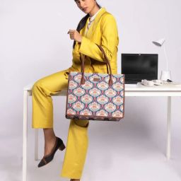 ZOUK Kovil Blue Book Blue Printed Tote Handbag image 2