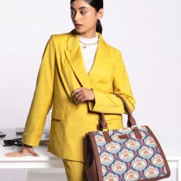 ZOUK Kovil Classic Blue Printed Medium Handbag image 2