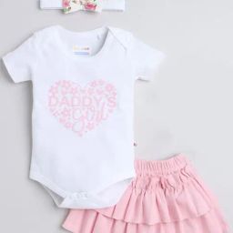 Bumzee Kids White & Pink Printed Bodysuit Set-image-14