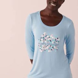 La Vie En Rose Blue Printed T-Shirt-image-81