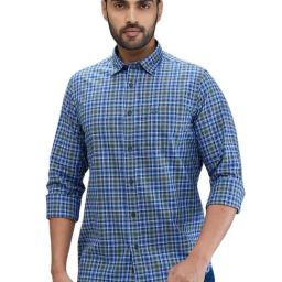 Colorplus Blue Slim Fit Checks Shirt-picture-37