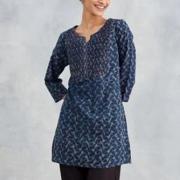 Fabindia Blue Cotton Slim Fit Printed Kurtis-picture-27