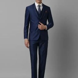Louis Philippe Navy Slim Fit Texture Three Piece Suit-picture-47
