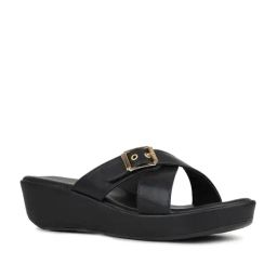 Inc.5 Women's Black Cross Strap Wedges-image-48
