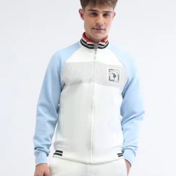 Uspa Active White Cotton Regular Fit Colour Block Sports Sweatshirt-36