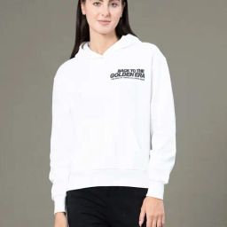 Red Tape Off White Loose Fit Printed Hoodie-image-81