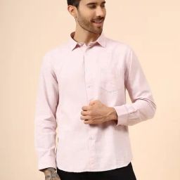 Cantabil Pink Regular Fit Self Design Shirt-picture-19