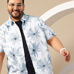Sztori Men Plus Size Floral Printed Casual Shirt-picture-3