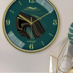 RANDOM Yellow & Green Printed Round Contemporary Wall Clock-2