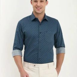 Allen Solly Blue Cotton Slim Fit Printed Shirt-image-89