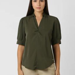 Van Heusen Green Plain Top-image-35