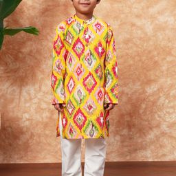 Readiprint Fashions Boys Geometric Printed Pure Cotton Kurta with Trouser-2