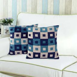 Saral Home Blue & Grey Chenille Cushion Covers - Set of 2-image-86