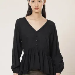 Label Ritu Kumar Black Relaxed Fit Top-image-35