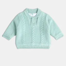 MINIKLUB Boys Mint Green Cotton Solid Full Sleeves Sweater-image-12