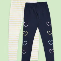 Pantaloons Junior White & Navy Striped Leggings-picture-2