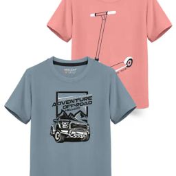 HELLCAT Kids Pink & Grey Printed T-Shirt (Pack Of 2)-image-69