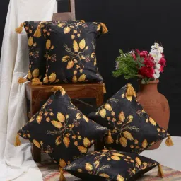 HOSTA HOMES Black & Yellow Velvet Ultra Soft Cushion Covers - Set of 2-image-34