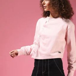 Campus Sutra Pink Regular Fit Sweatshirt-image-93