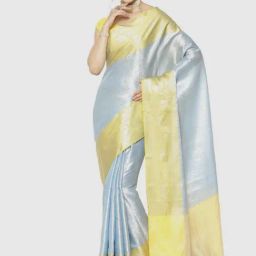 Banarasi Silk Works Blue & Yellow Woven Saree With Unstitched Blouse-image-53