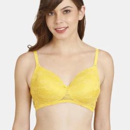Rosaline by Zivame Yellow Lace Padded Bra-image-59