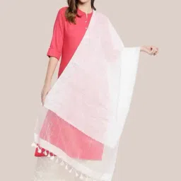Dupatta Bazaar White Linen Dupatta-image-59