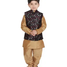 SG Yuvraj Kids Navy & Gold Printed Full Sleeves Kurta Set-image-70