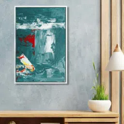 999Store Teal Blue Canvas Wall Painting Panel With Fibre Frame-46