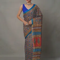 Unnati Silks Multicolor Cotton Printed Saree With Blouse-image-51