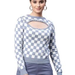 Global Republic Blue Chequered Pullover-image-77