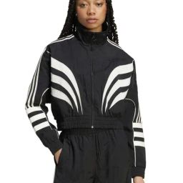 Adidas Originals Black Relaxed Fit Printed Sports Jacket-image-71