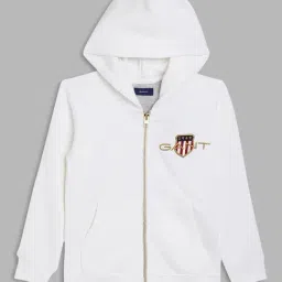 GANT Kids Off-White Regular Fit Full Sleeves Hoodie-image-90