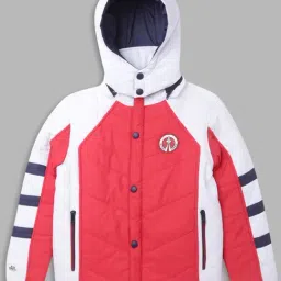 Blue Giraffe Kids White & Red Quilted Full Sleeves Jacket-picture-12