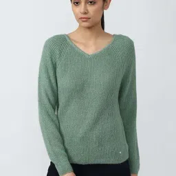 Van Heusen Green Self Pattern Sweater-image-31