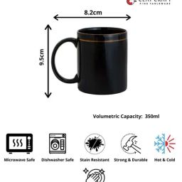 Clay Craft Black Ceramic 8 cm Milk Mug (0.35 L) - Set of 2 image 2